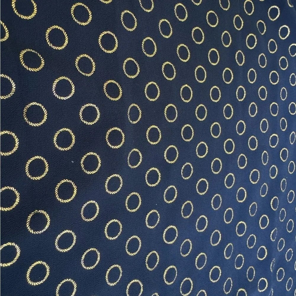 Michael Kors Navy Sleeveless Blouse Chain Accent Gold Circle Design XS or Small
